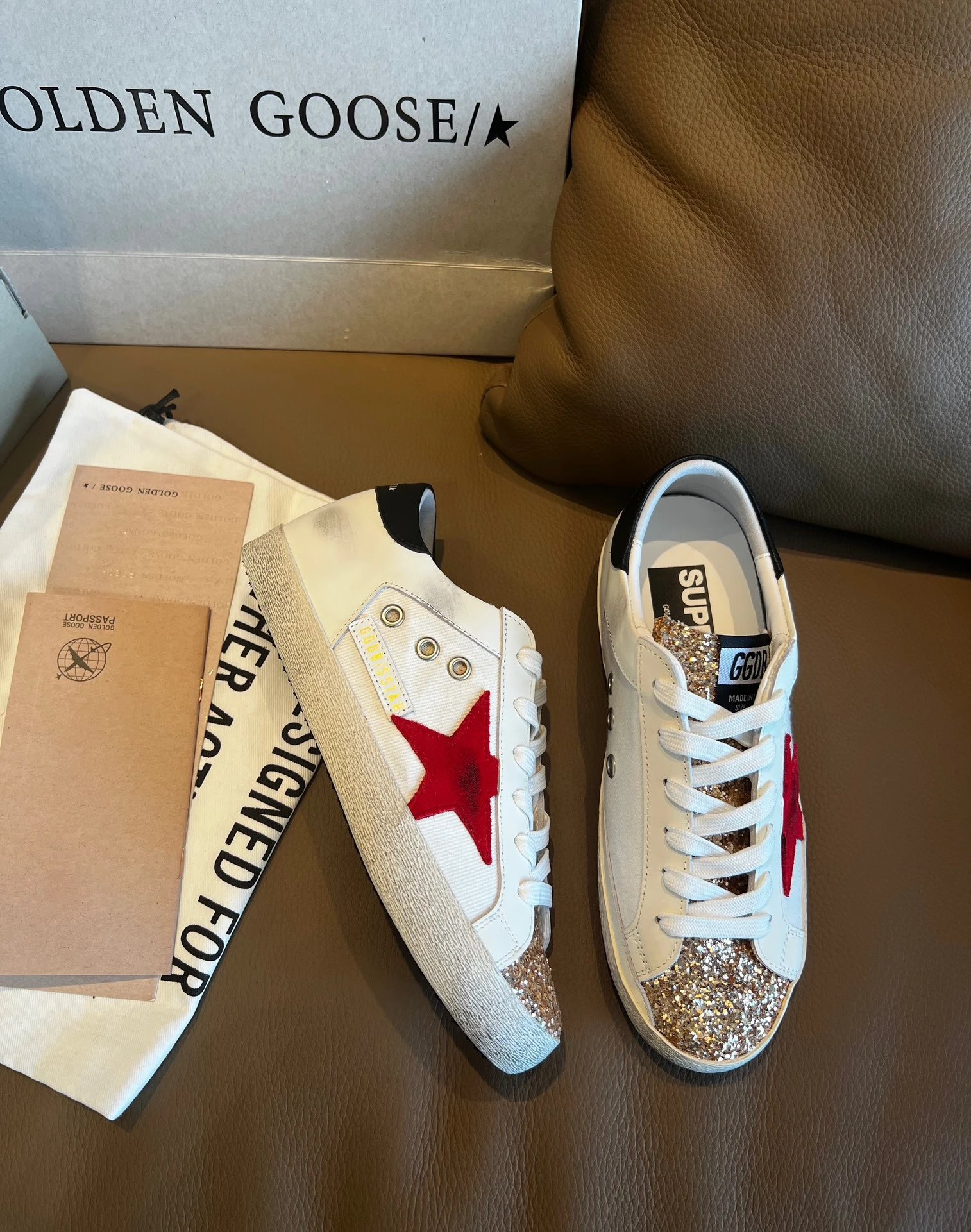 Golden Goose Glitter Star Distressed Casual Sneakers Shoes