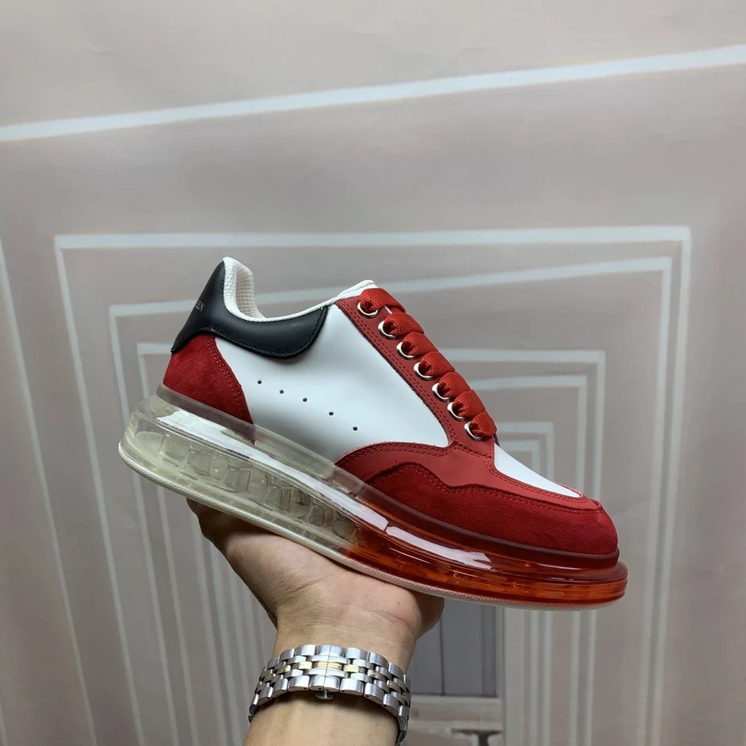 Alexander McQueen Red White Clear Sole Sneakers