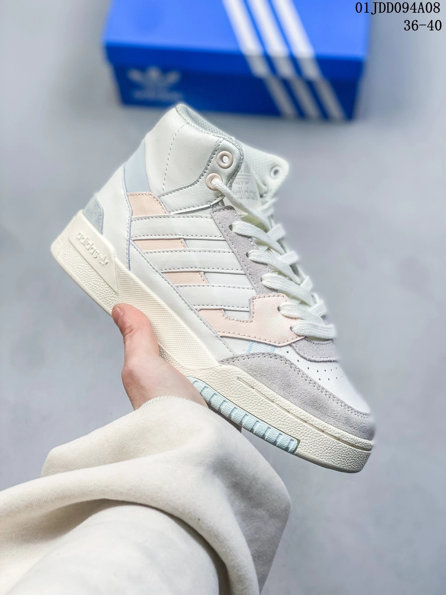 Adidas Women High-Top Sneakers Pastel Leather Suede Shoes