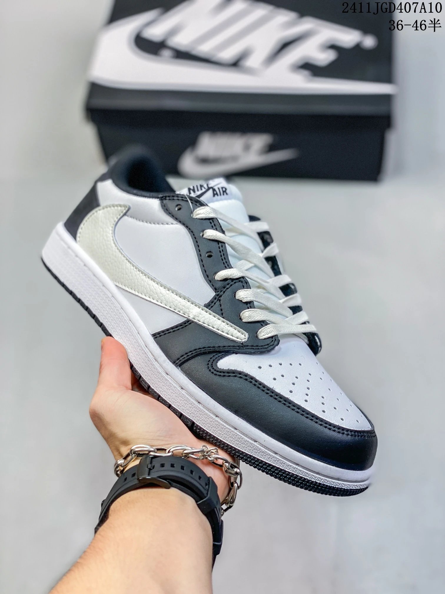 Nike Air Jordan Low Black White Leather Sneakers