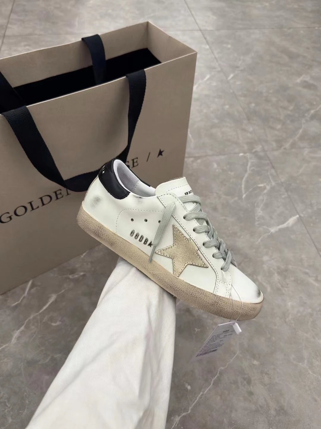 Golden Goose Women Superstar Distressed Leather Star Sneakers