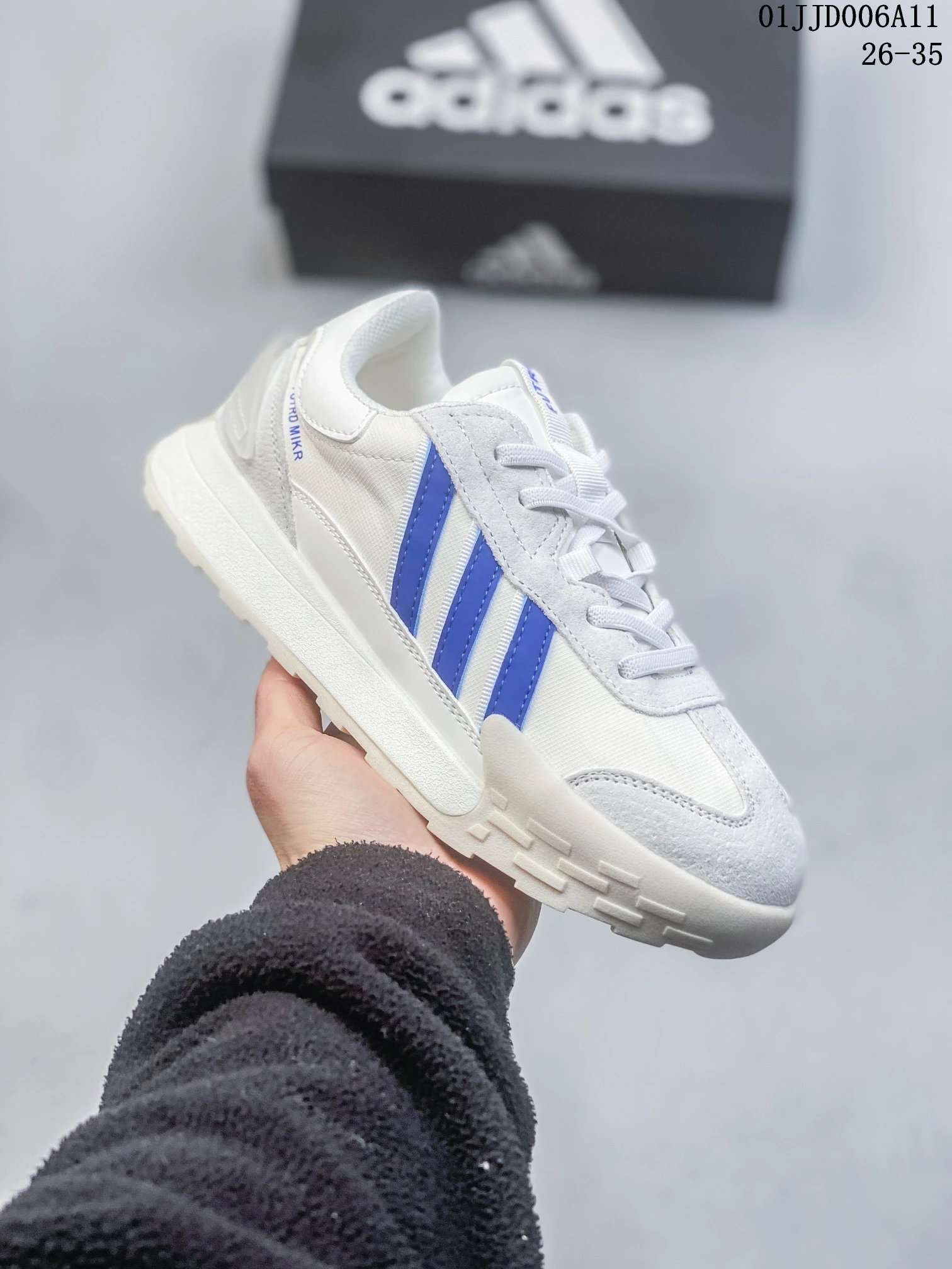 Adidas White Blue Leather Sneakers Men Shoes