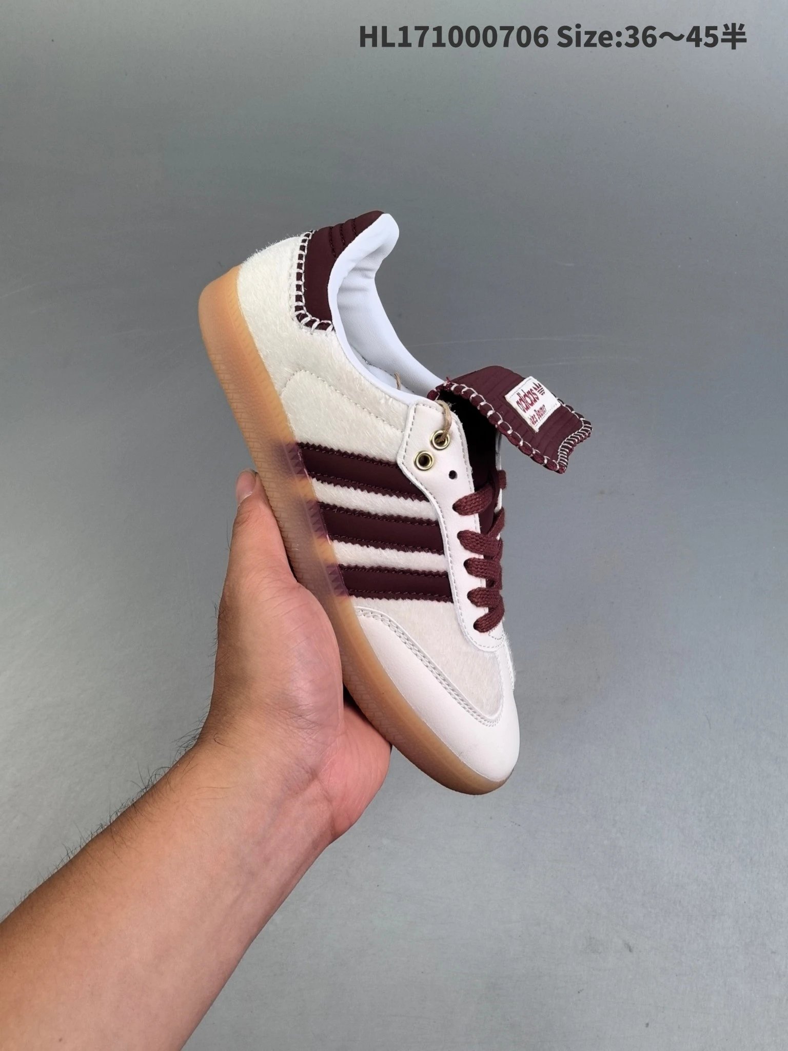Adidas Retro White Maroon Gum Sole Sneakers HL171000706