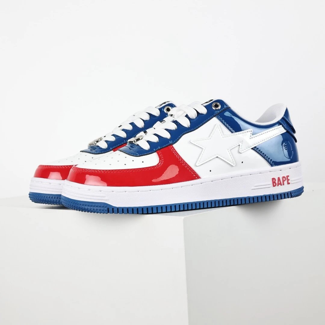 BAPE Red Blue Star Low Top Sneakers