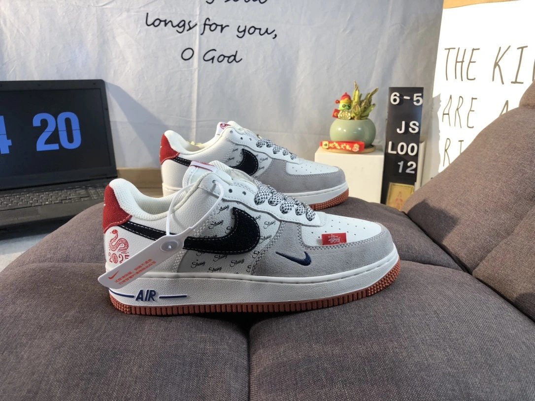 Nike Air Force 1 White Grey Red Sneakers