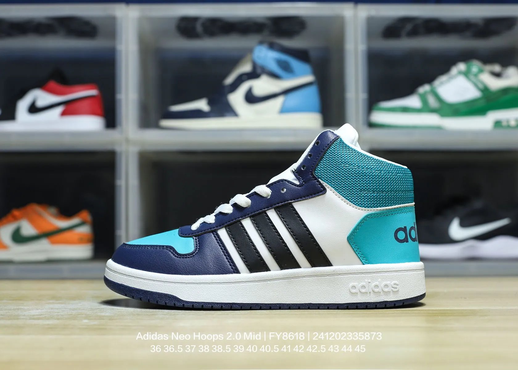 Adidas Neo Hoops 2.0 Mid Blue White Sneakers