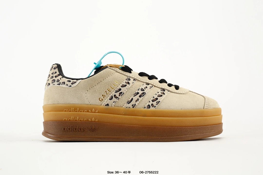 Adidas Gazelle Leopard Platform Sneakers Women Beige Suede