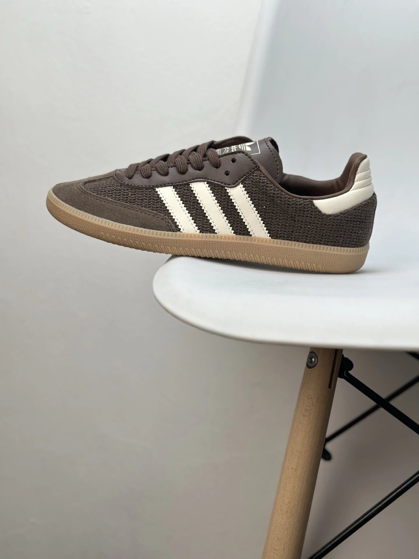 Adidas Men’s Brown Classic Knit Sneakers Gum Sole Shoes