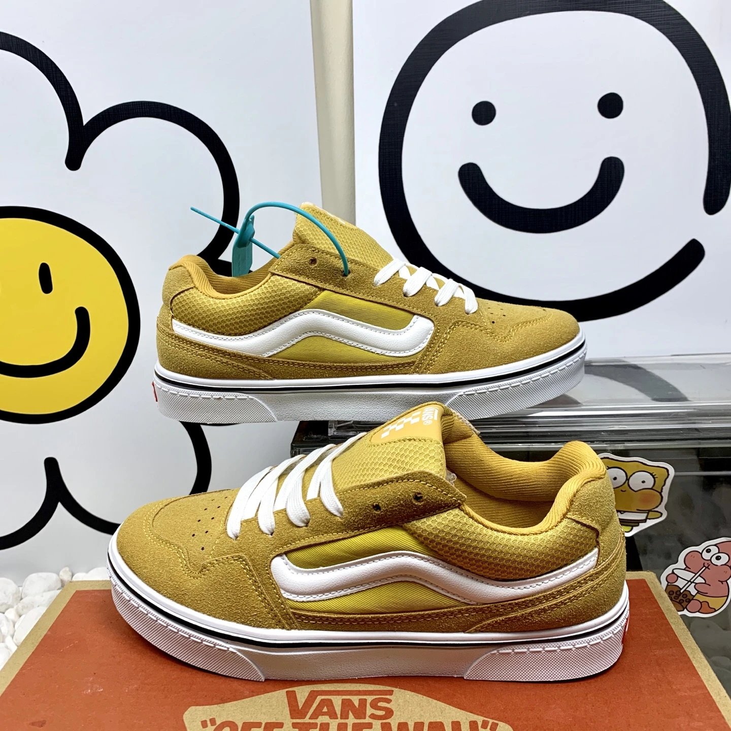Vans Yellow Suede Mesh Low Top Skate Shoes