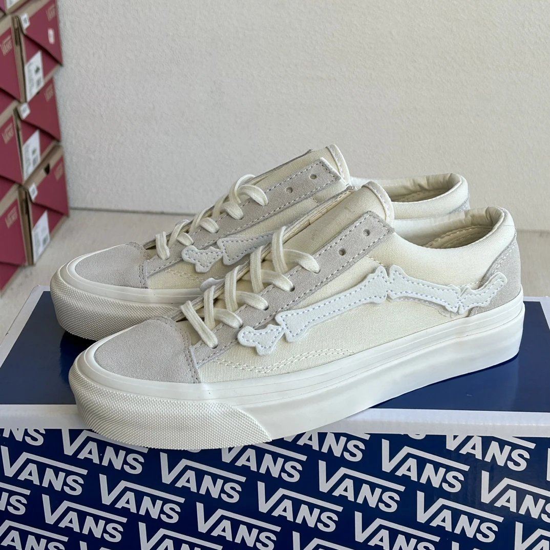 Vans Bone Style Beige Canvas Skate Shoes