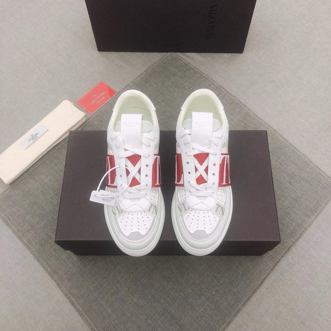 Valentino White Red Leather Luxury Sneakers