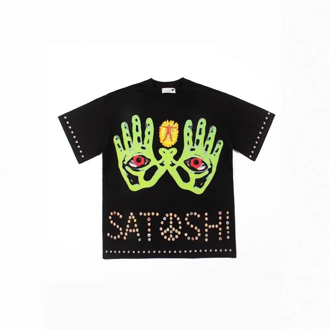 SATOSHI Spring/Summer Printed Washed Distressed Cotton Unisex Short-Sleeve T-Shirt
