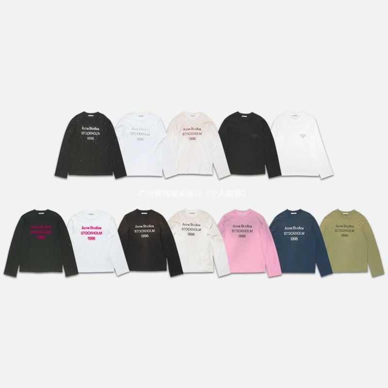 1996 Hot Diamond Letter Printed Water Washed Vintage Light Luxury Men's and Women's Loose Cotton Long sleeved T-shirt