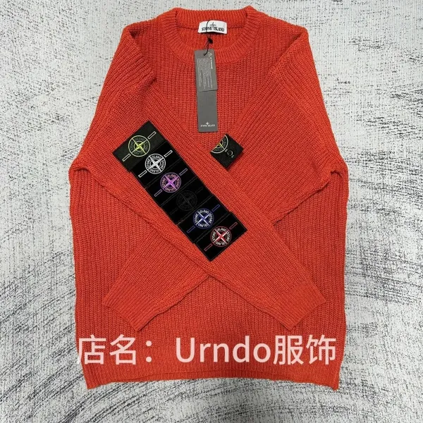 Stone Island Patchwork Logo Knit Sweater Orange - 1