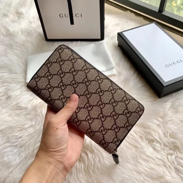 Gucci GG Marmont Bee Motif Long Wallet Beige Canvas - 44