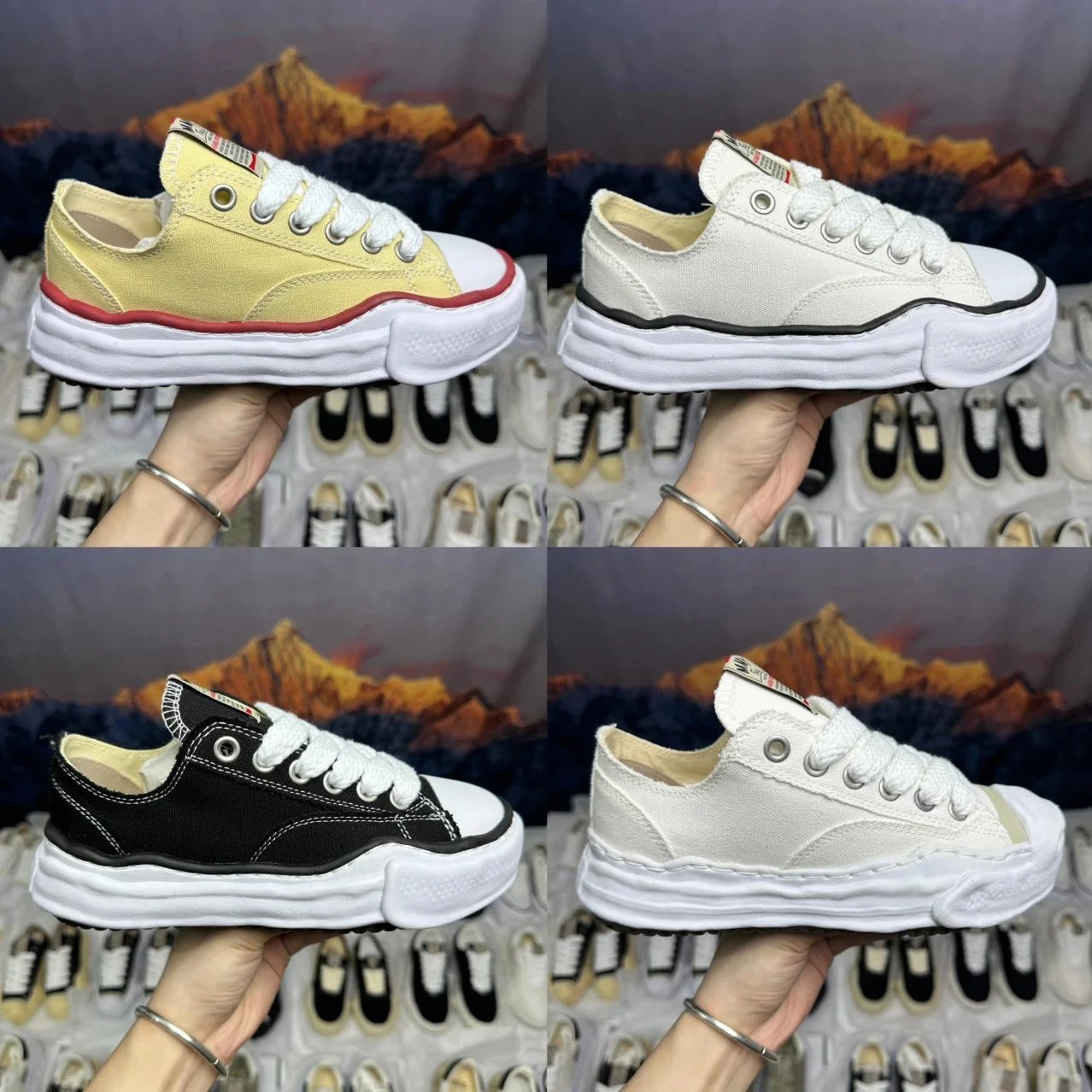 MIHARA YASUHIRO MMY Dissolving Sole Low Top Canvas Sneakers