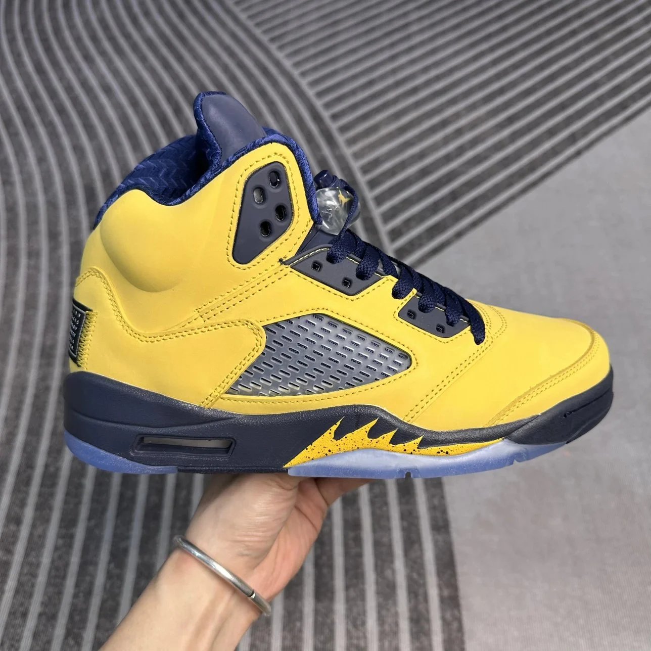 Air Jordan 5 Michigan Yellow High Top Sneakers