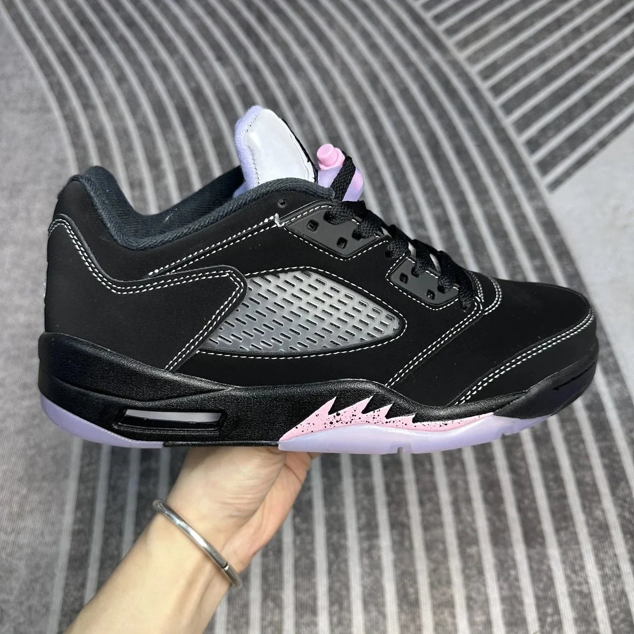 Air Jordan 5 Low Top Black Purple Sneakers