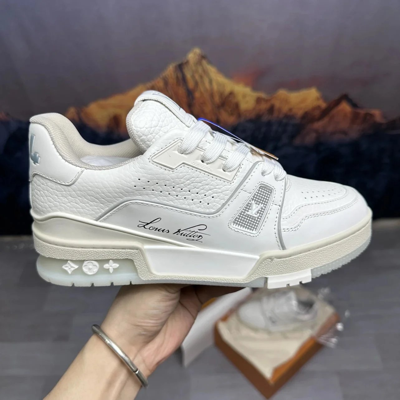 Louis Vuitton Trainer White Cement Sneakers