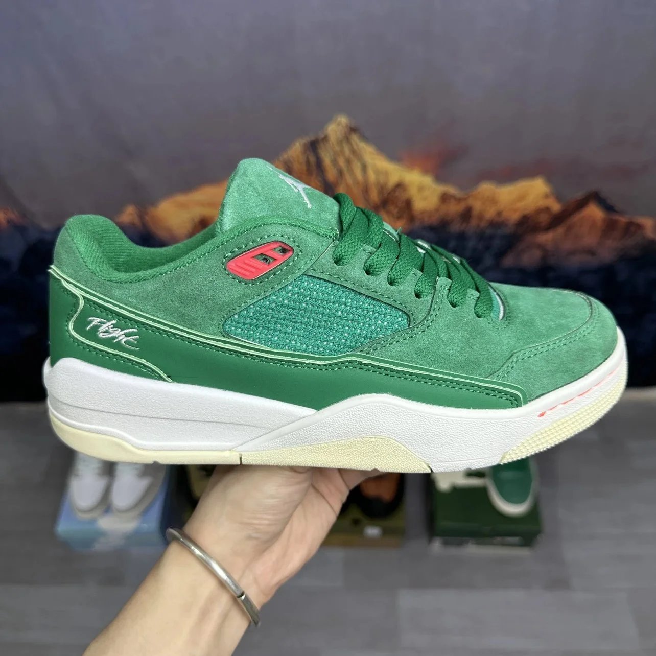 Jordan Flight Court Low Top Retro Basketball Shoes Green