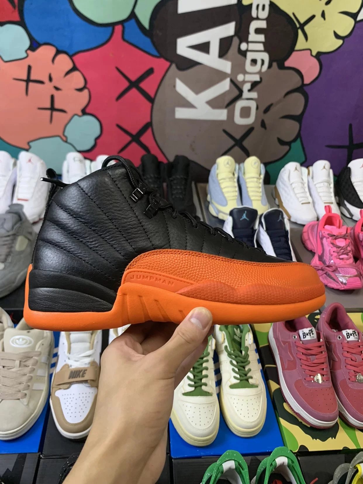 Air Jordan 12 Black Orange Basketball Shoes