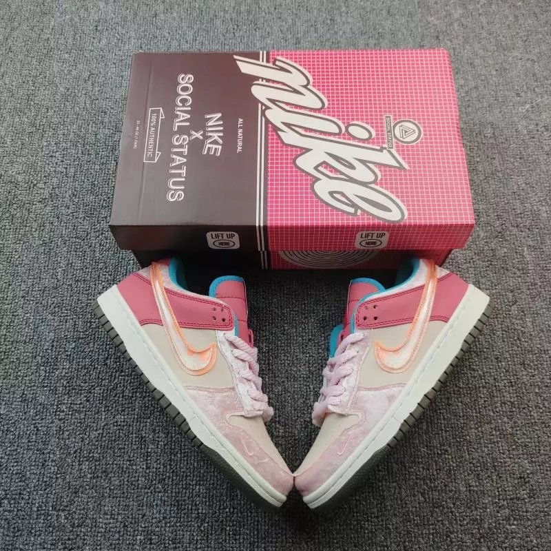 Nike x Social Status SB Dunk Low Pink Beige Skate Shoes