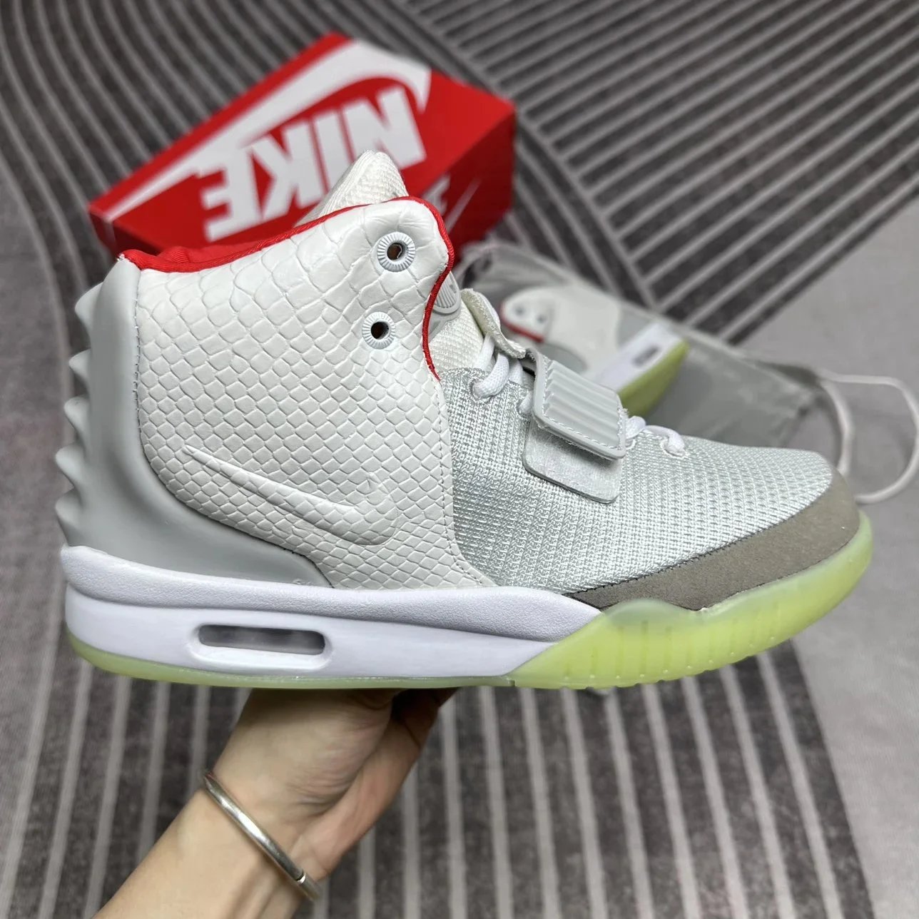 Nike Air Yeezy 2 NRG Red Men's Basketball Shoes with Magic Strap