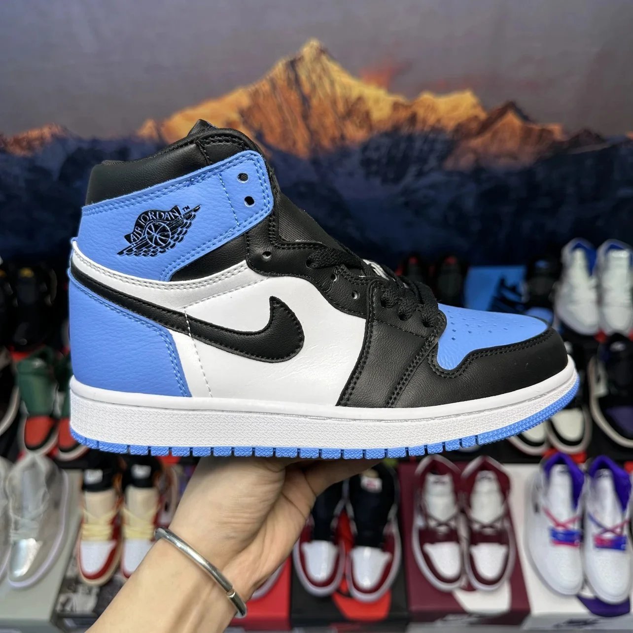 Nike Air Jordan 1 High Top Blue Black White Sneakers