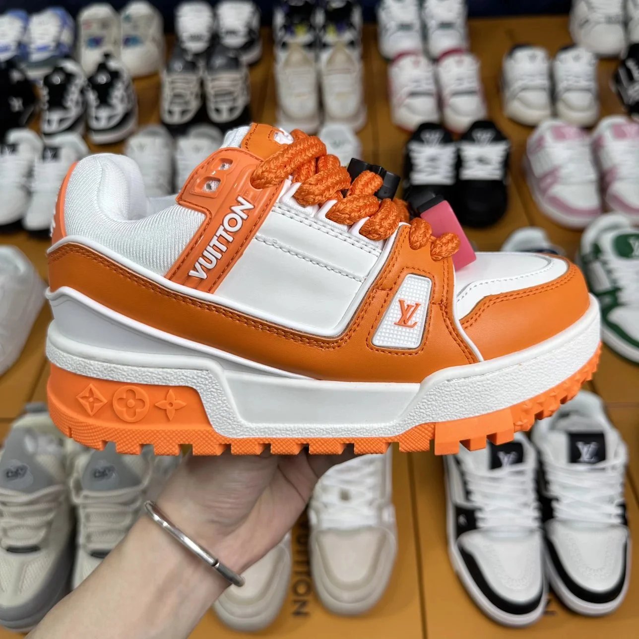 Louis Vuitton 2025 White Orange Sneakers