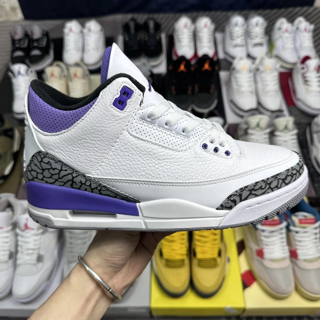 Air Jordan 3 White Purple Basketball Shoes