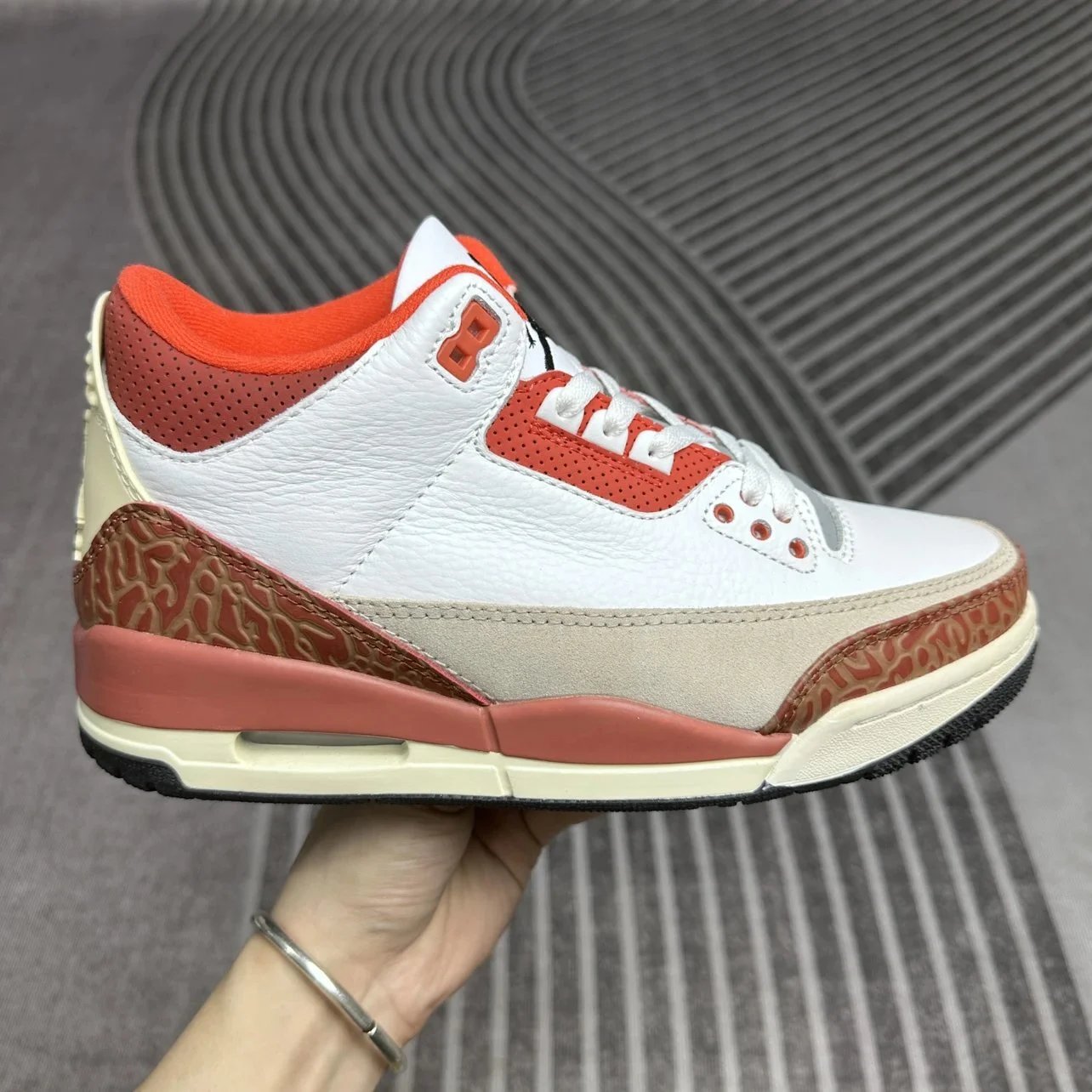 Air Jordan 3 White Red Leather Sneakers