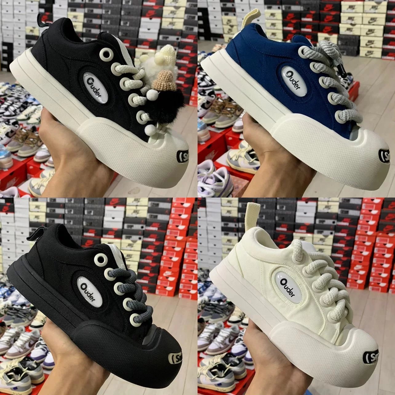 Ouder Smiler Unisex Canvas Sneakers Thick Sole