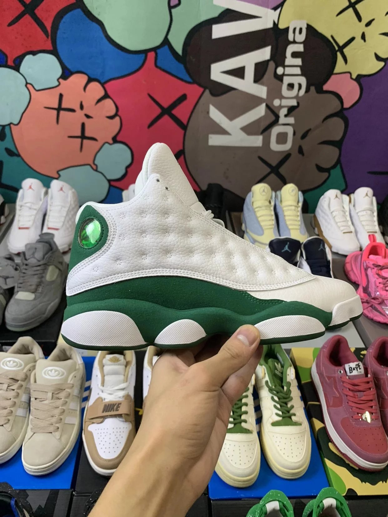 Air Jordan 13 White Green Basketball Shoes