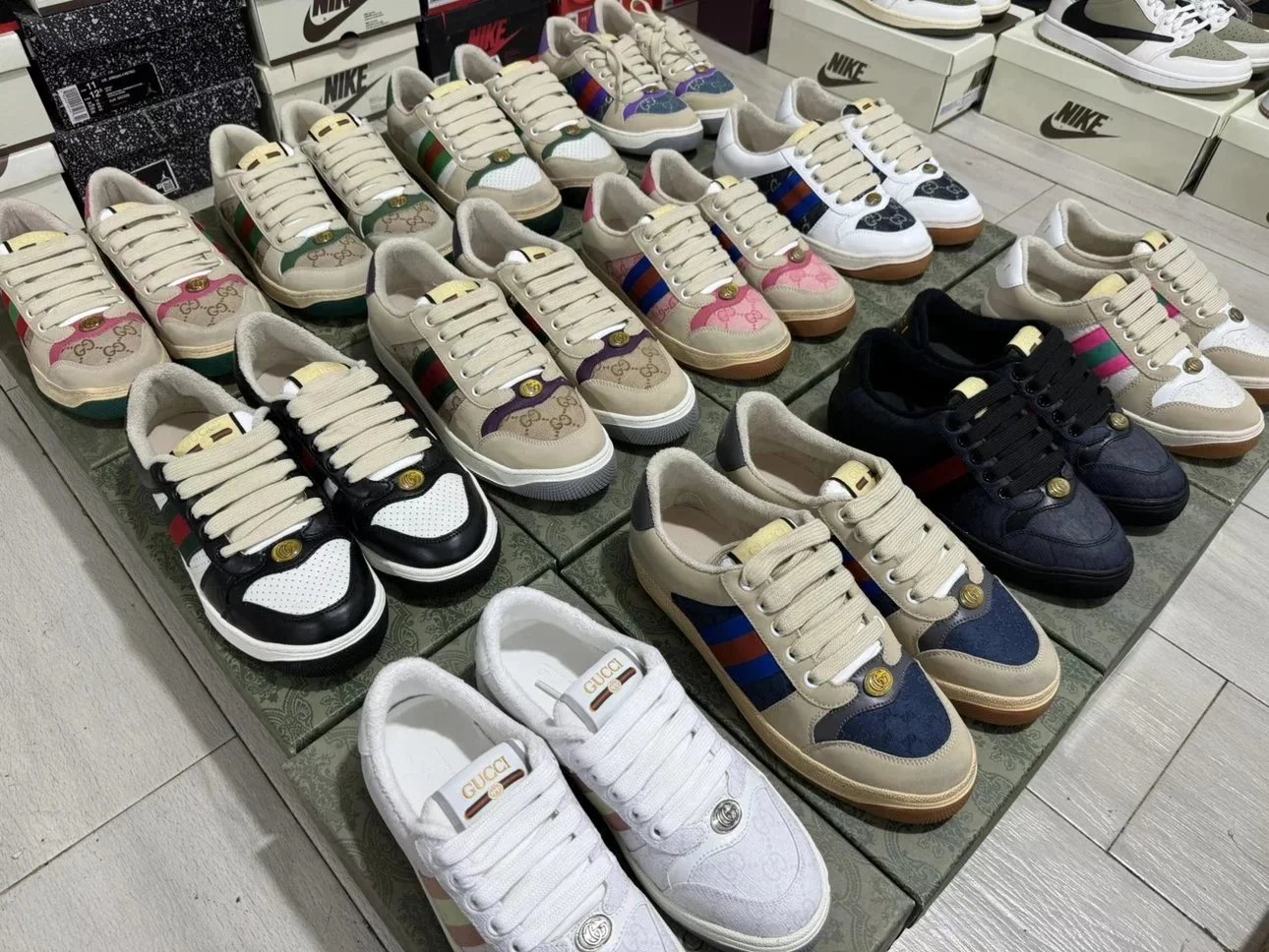 Gucci Screener Distressed Sneakers