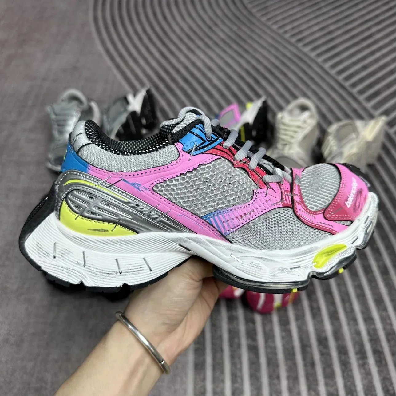 Balenciaga Stapler Pink Blue Sneakers