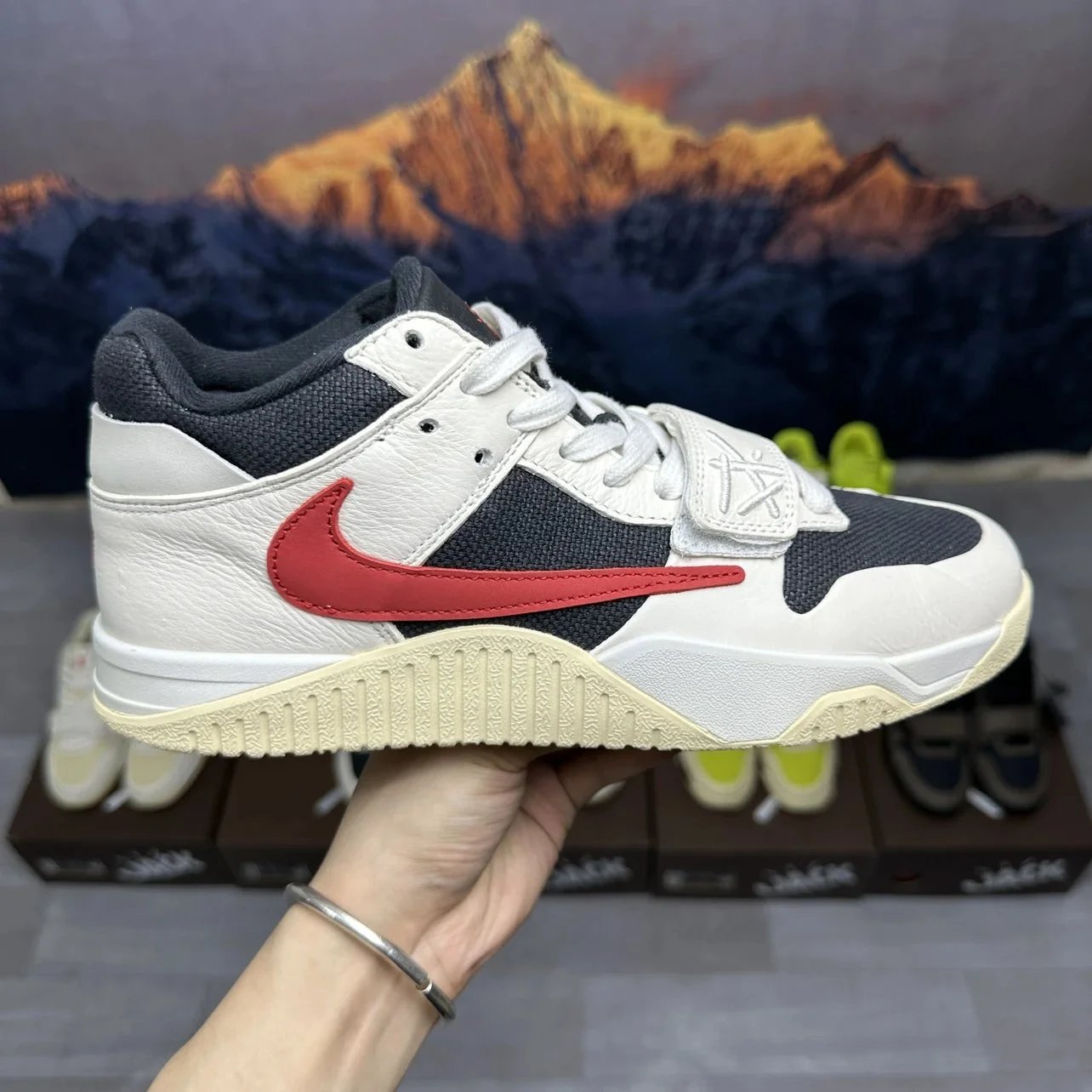 Travis Scott x Jordan AJ Cut The Check Sneakers White Blue Red