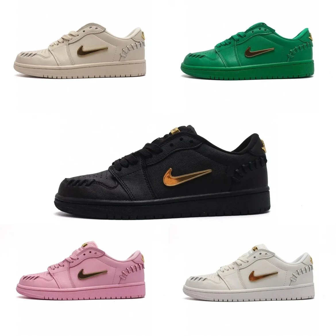 Nike Air Jordan 1 Low Gold Swoosh Sneakers