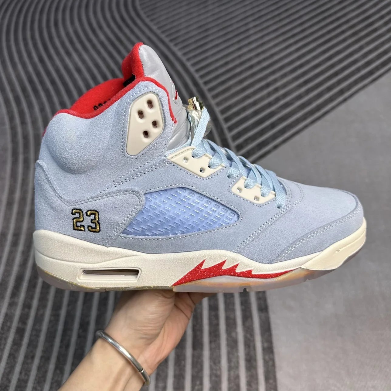 Air Jordan 5 Ice Blue High Top Sneakers
