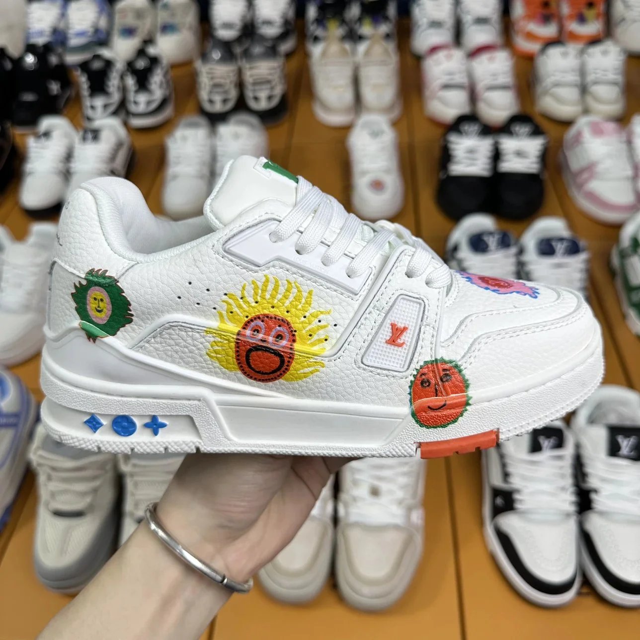 Louis Vuitton White Graffiti Sneakers 2025 Version