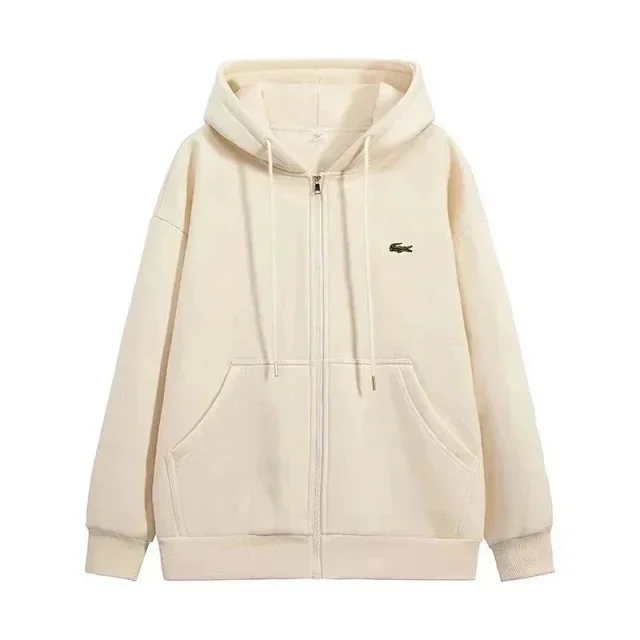 Lacoste Hoodies & Sweatshirts Zip-up hooded sweatshirt with crocodile chest logo and kangaroo pockets product detail image 9