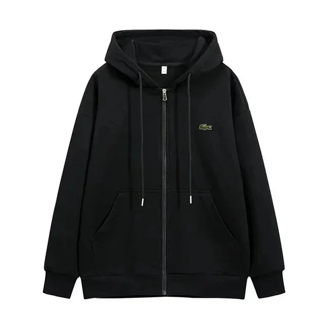 Lacoste Hoodies & Sweatshirts Zip-up hooded sweatshirt with crocodile chest logo and kangaroo pockets product detail image 6