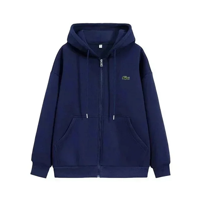 Lacoste Hoodies & Sweatshirts Zip-up hooded sweatshirt with crocodile chest logo and kangaroo pockets product detail image 8