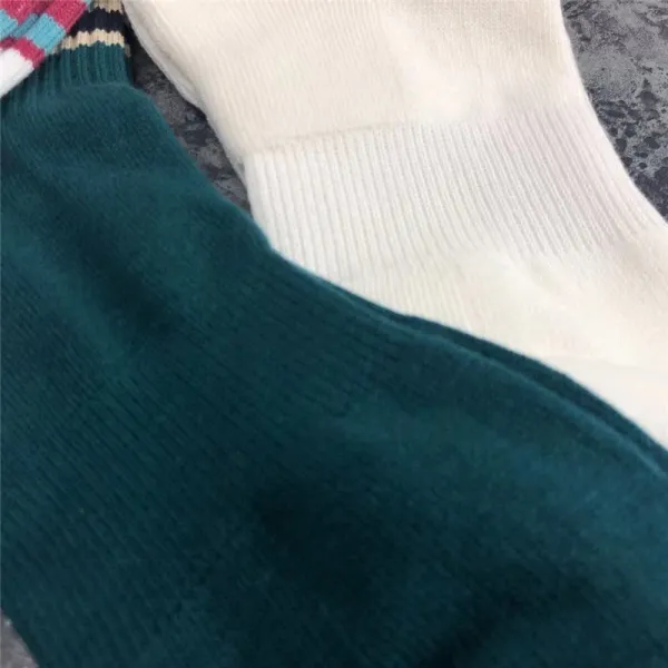 Design Stripe Crew Socks White Orange - 5