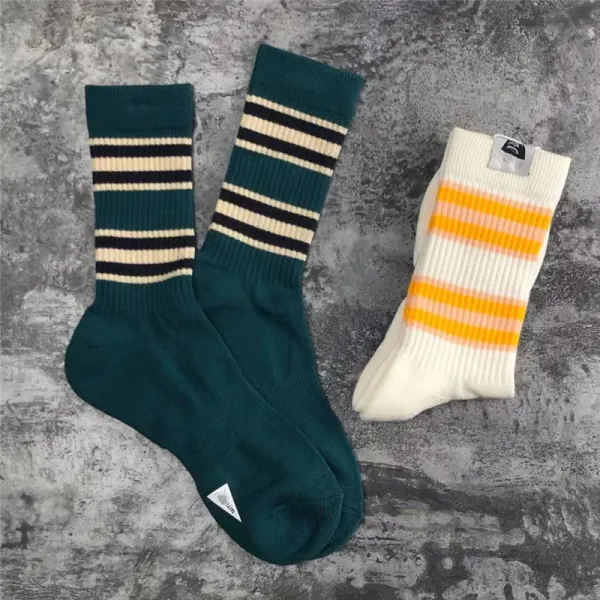 Design Stripe Crew Socks White Orange - 7