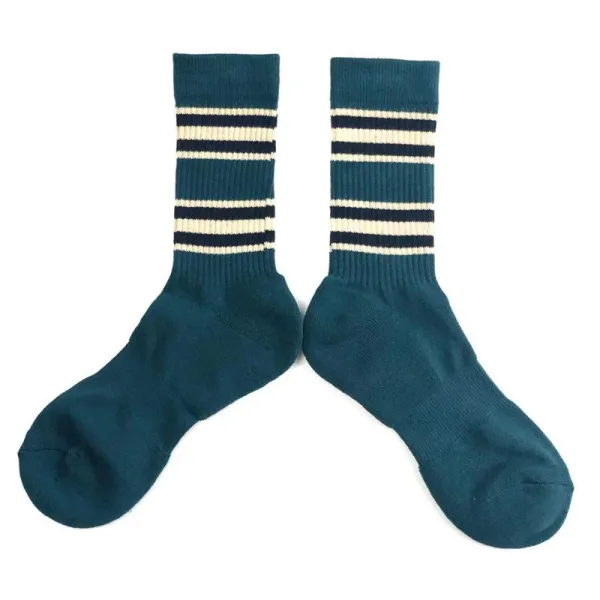 Design Stripe Crew Socks White Orange - 8