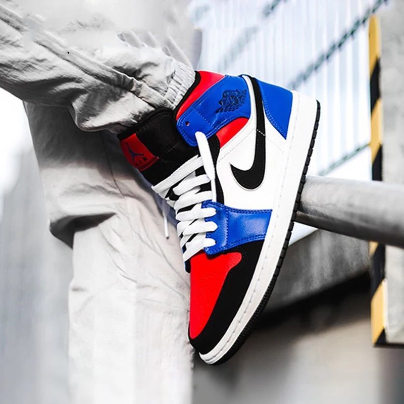 耐克AIR JORDAN 1 新款AJ1湖人mid top3中帮篮球鞋554724-124
