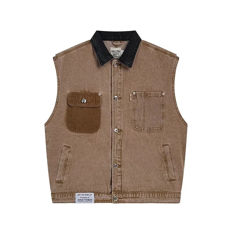 Gallery Dept. Vests Washed denim multi-pocket button-front vest image 4
