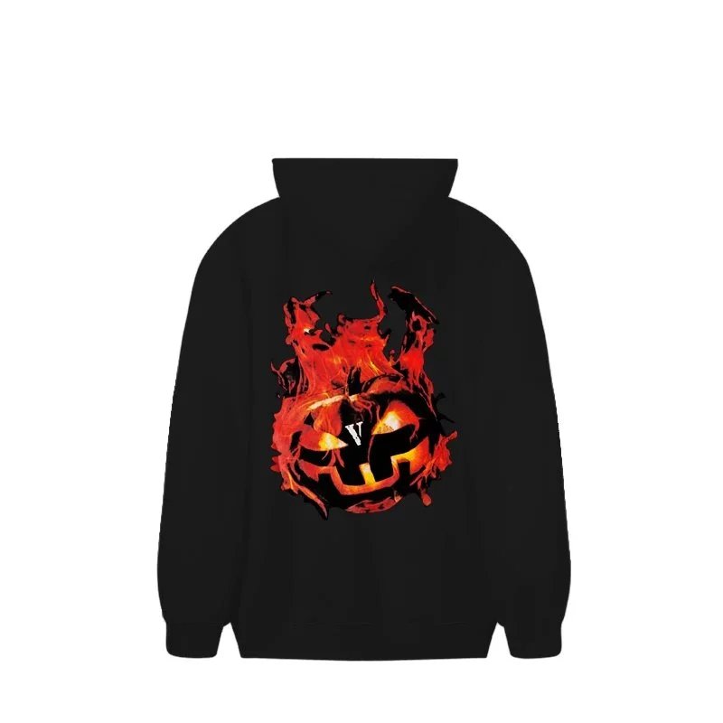 VLONE Hoodies & Sweatshirts Halloween flame pumpkin graphic pullover hoodie image 5