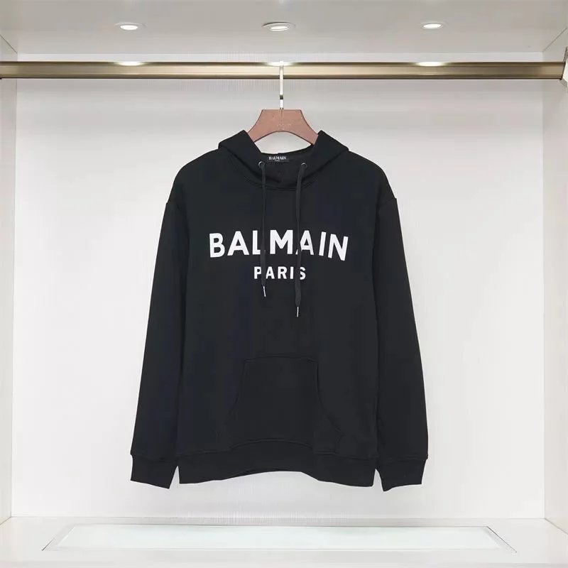 Balmain Hoodies & Sweatshirts Logo-print pullover hoodie with kangaroo pocket image 3