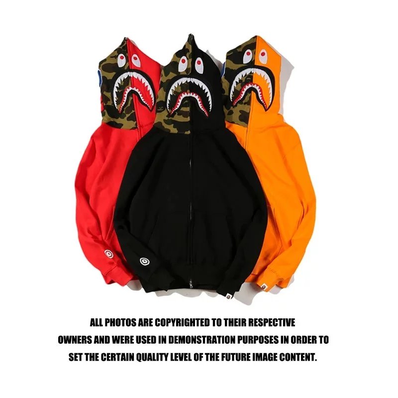 Unbranded Hoodies & Sweatshirts Full-Zip Shark Face Camouflage Hooded Sweatshirt image 2